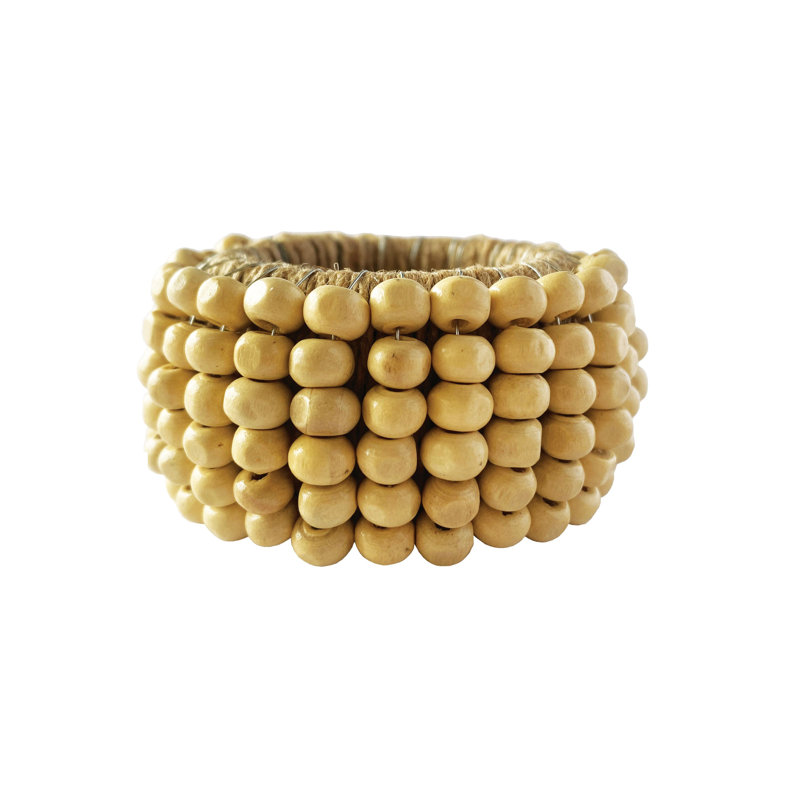 Anabelle Mango Wood Beaded Napkin Rings Set of Four