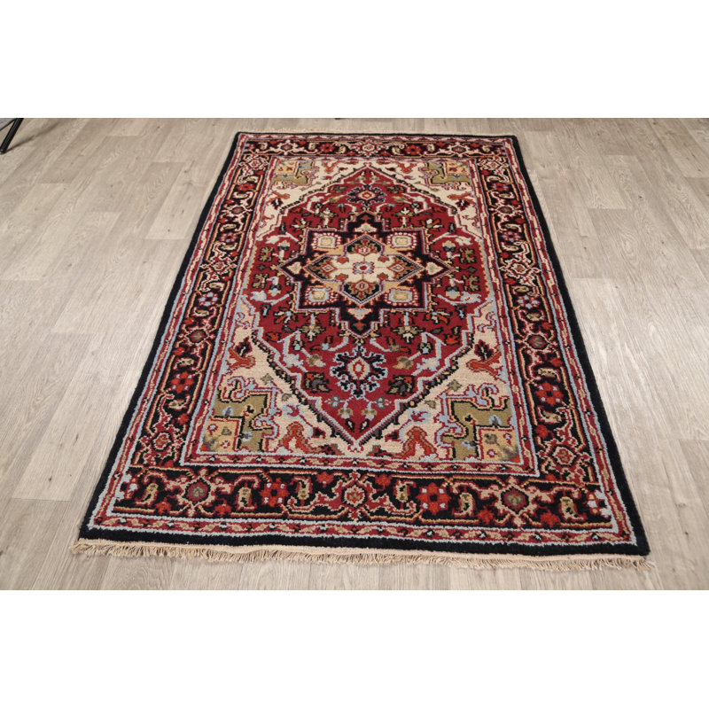 Tapis à motif oriental géométrique traditionnel 4 x 6