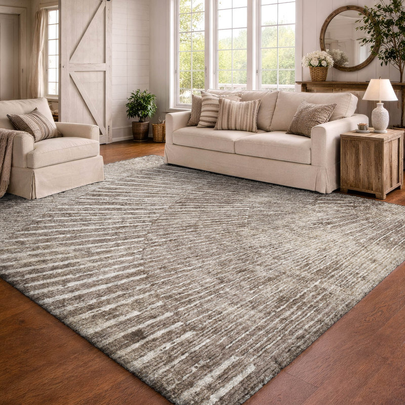 Premium Machine Washable Dream Shag ADS542 Fan-Like Rug, Taupe, 5' x 7'6"