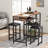 Bar Table and Chairs Set with Power Outlet, Pub Table and Chairs Set for 2 with 2 Storage Shelves-904538284