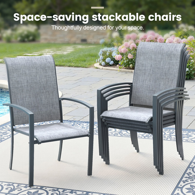 Ensemble de chaises de salle à manger empilables 4 pièces PVC-coated polyester, Gris