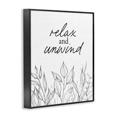 Relax Unwind Minimalist Leaves Framed Giclee, design by Lettered and Lined