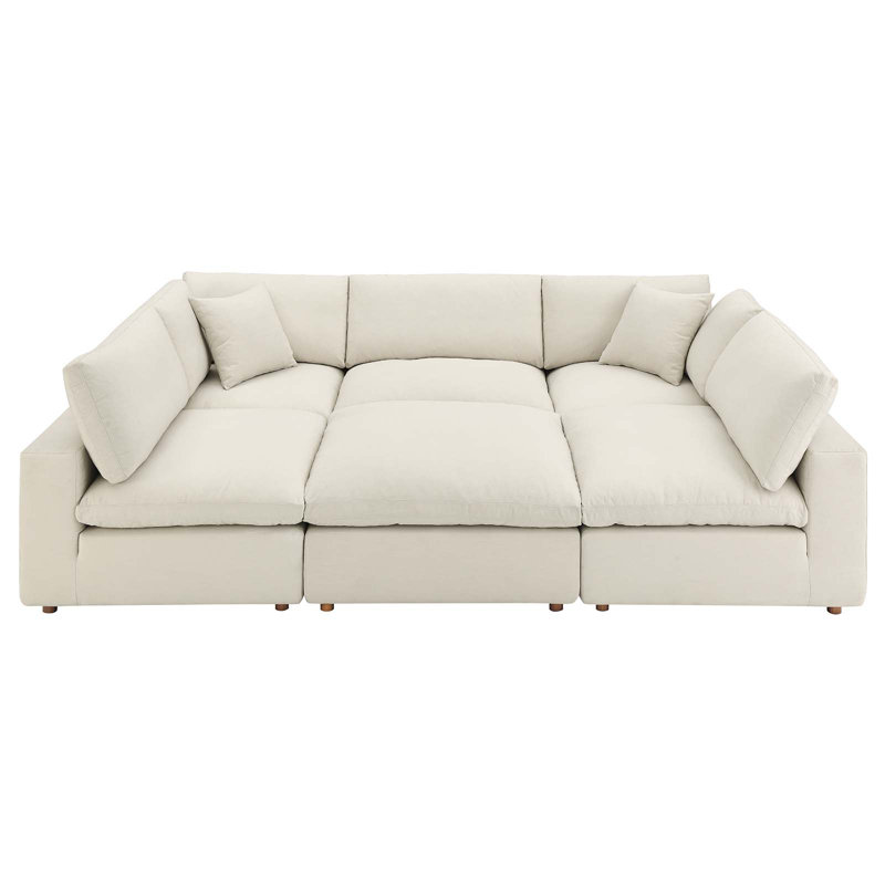 Modway Commix Down Filled Overstuffed 6-Piece Sectional Sofa, Light Beige Polyester