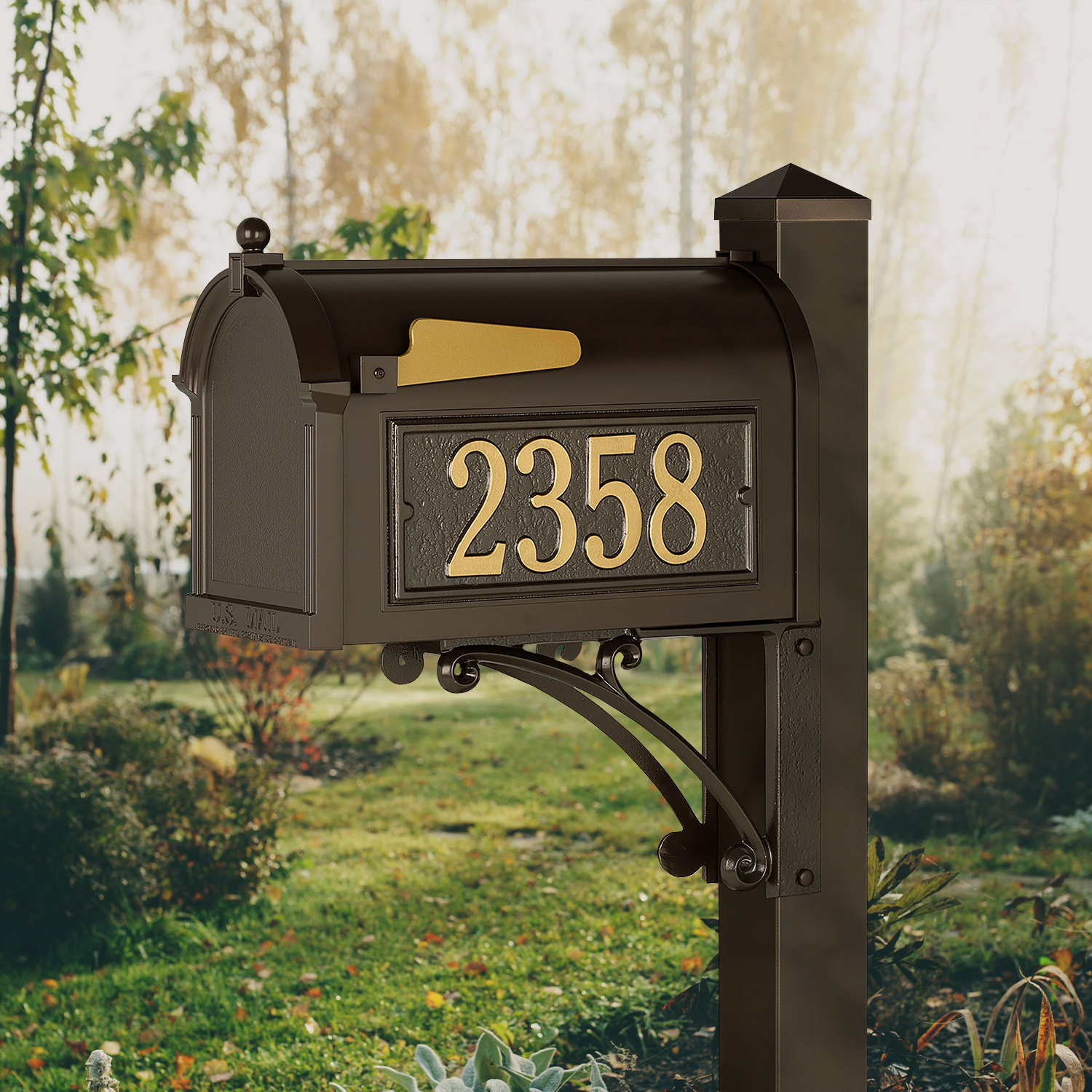 Superior Post-Mounted Mailbox, Bronze, Yes