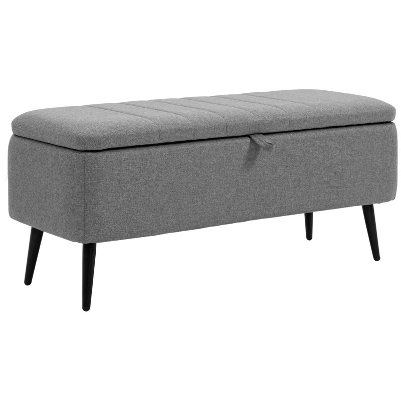 Polyester Upholstered Storage Bench, Grey