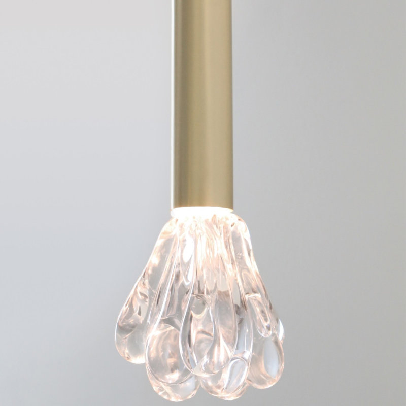 Lustre suspendu Kaenen, Transparent, Nickel brossé, 10" Width x 14" Height