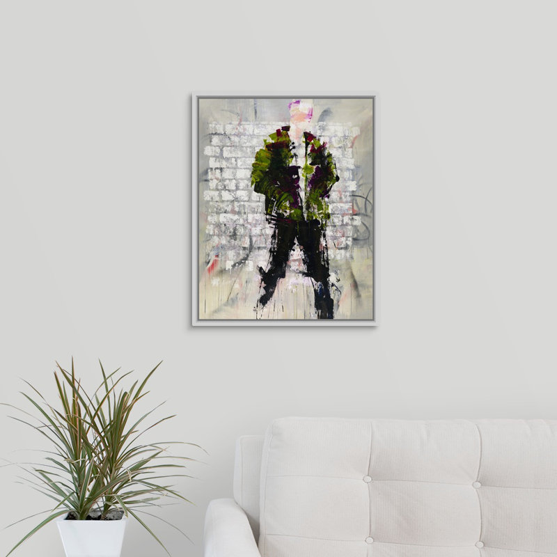 « cool metropolitan », peinture sur toile, Cadre flottant blanc, H 21,7 po x l 17,7 po x P 1,75 po
