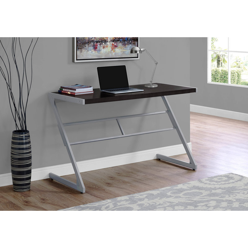 Bureau d'ordinateur, bureau personnel, ordinateur portable, L 48 po, stratifié de travail, métal, contemporain, moderne, Noir