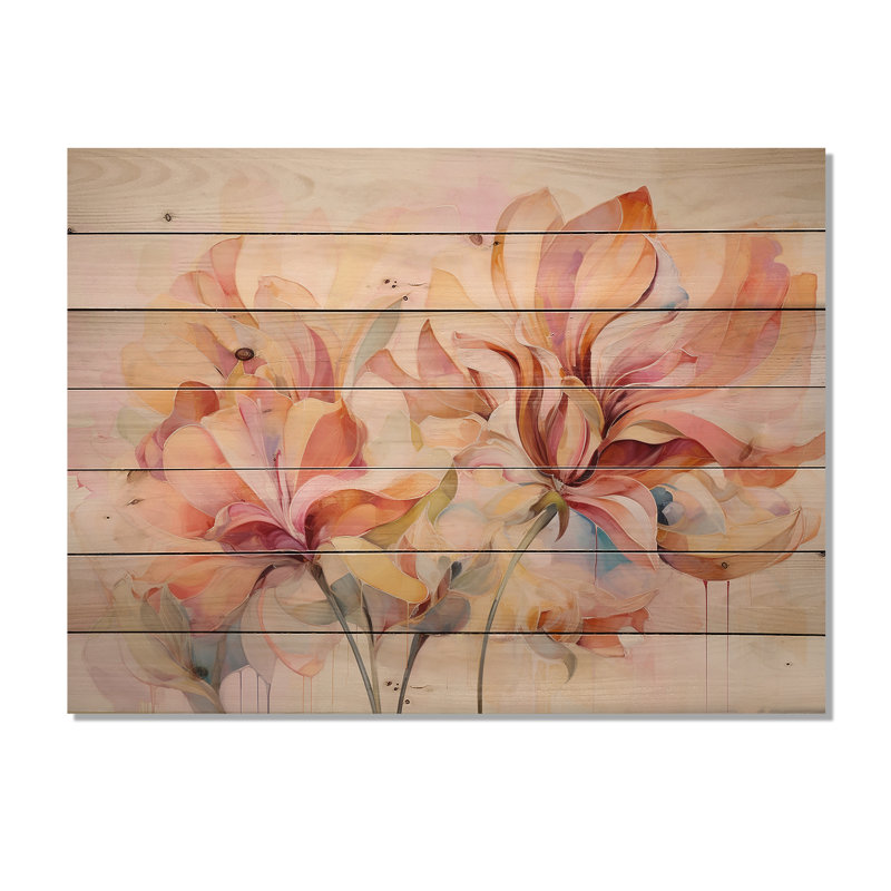 Corail pétale symphonie II sur bois, H 24 po x l 32 po x P 0,78 po