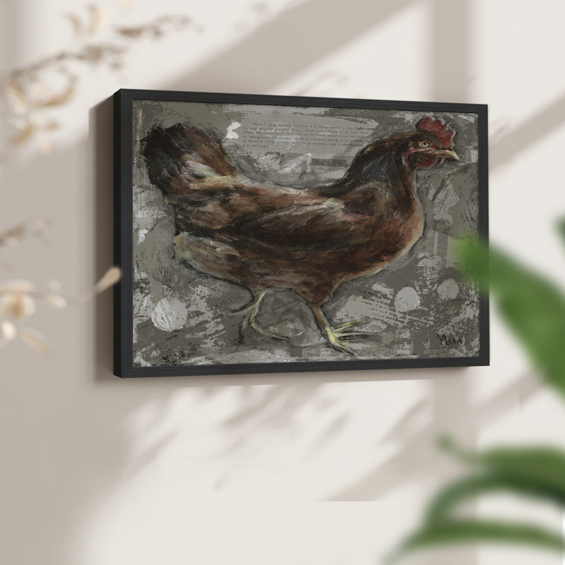 Red Hen -Framed Print - Restickable, 8" H x 10" W, Black
