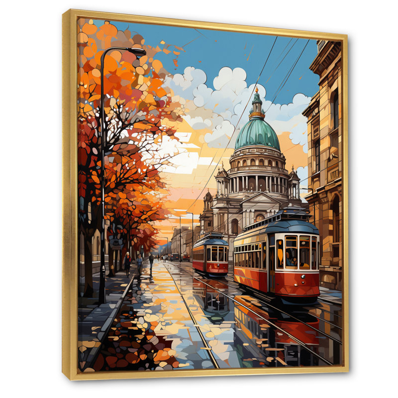 «Xana City Dublin Popart II», reproduction sur toile, H 20 po x l 12 po x P 1 po, Cadre flottant doré