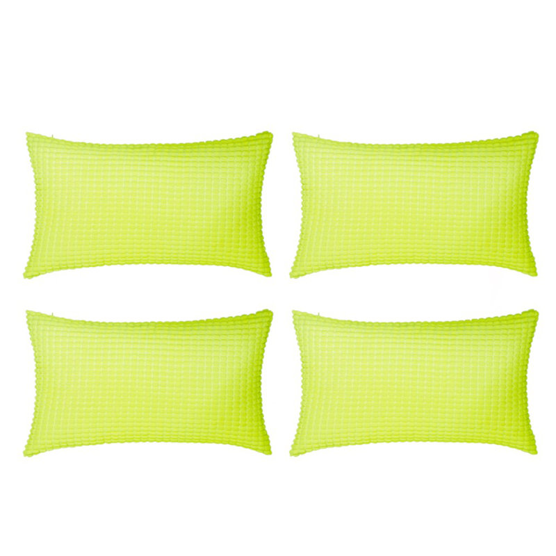 Ensemble de 4 housses de coussin en velours côtelé, Vert pomme