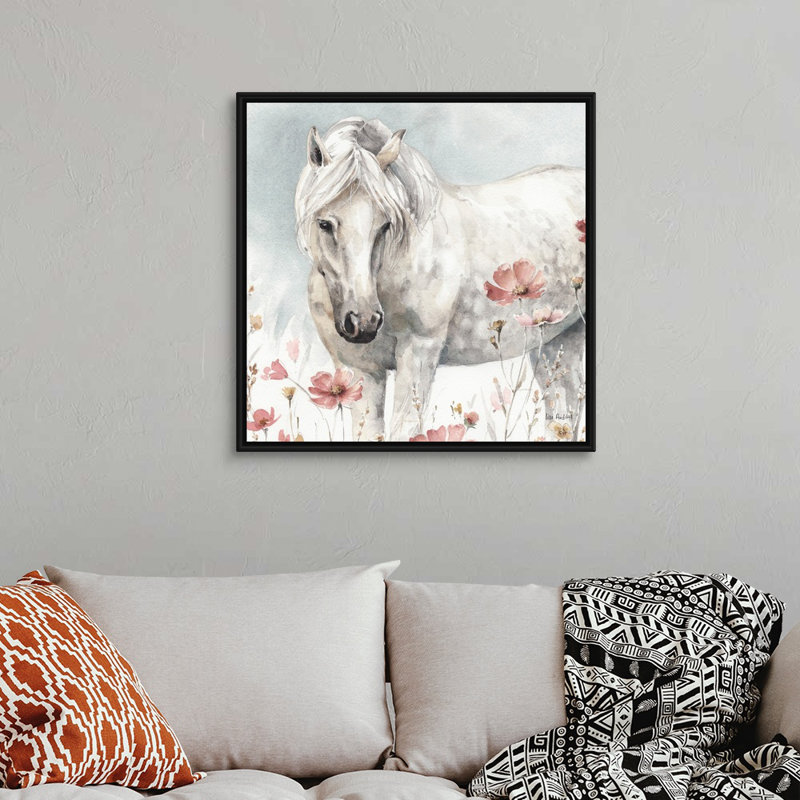 Art sauvage sur toile, "Chevaux sauvages", Toile avec cadre noir, H 32 po x l 32 po x P 2 po