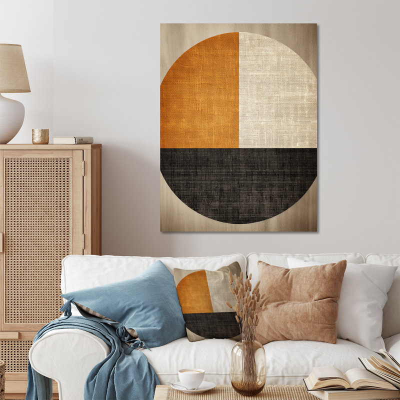 Orange And Black Geometric Breeze Shapes - Abstract Collages Metal Wall Art, 32" H x 24" W x 1" D