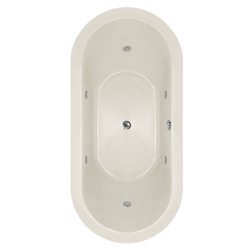 Elle 72'' L Whirlpool Bathtub, Biscuit, Matte Black