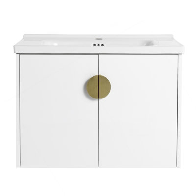 Meuble-lavabo de 28 po avec portes à fermeture douce et lavabo, idéal pour les petits espaces