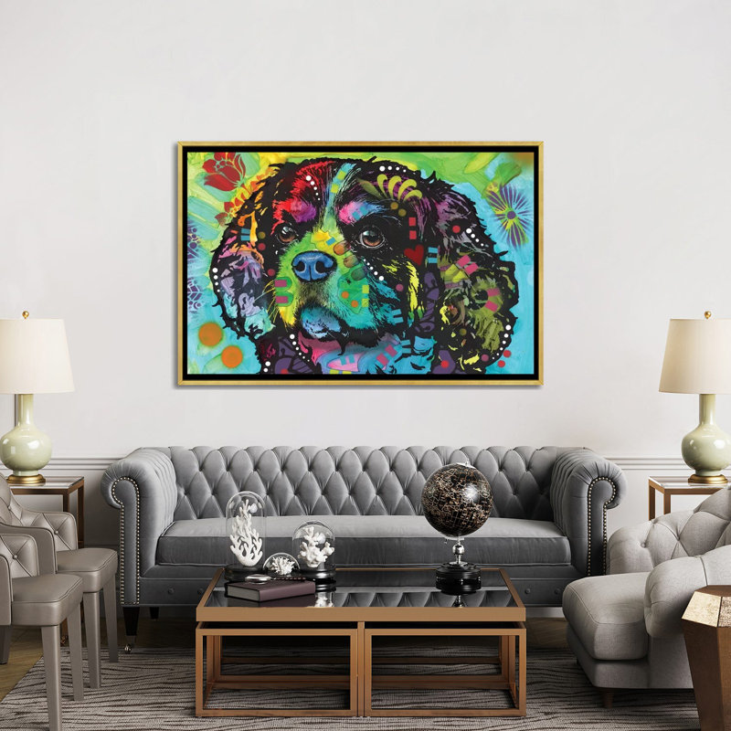 «As Big As Life» par Dean Russo - impression d'art graphique, Toile encadrée d'or, Pas de tapis, H 40 po x l 60 po x 1,5 po