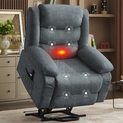 Power Lift Recliners For The Elderly， Electric Recliner With Heat And Massage， Oversized Sofa For Living Room With Infinite Position, Side Pockets