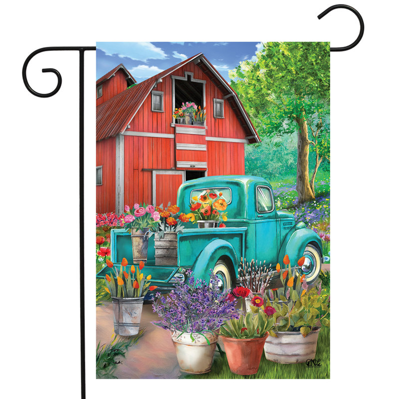 Ferme au printemps, drapeau de jardin