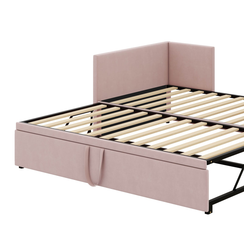 Lit de jour rembourré avec couchette Pop Up Shamina, Rose