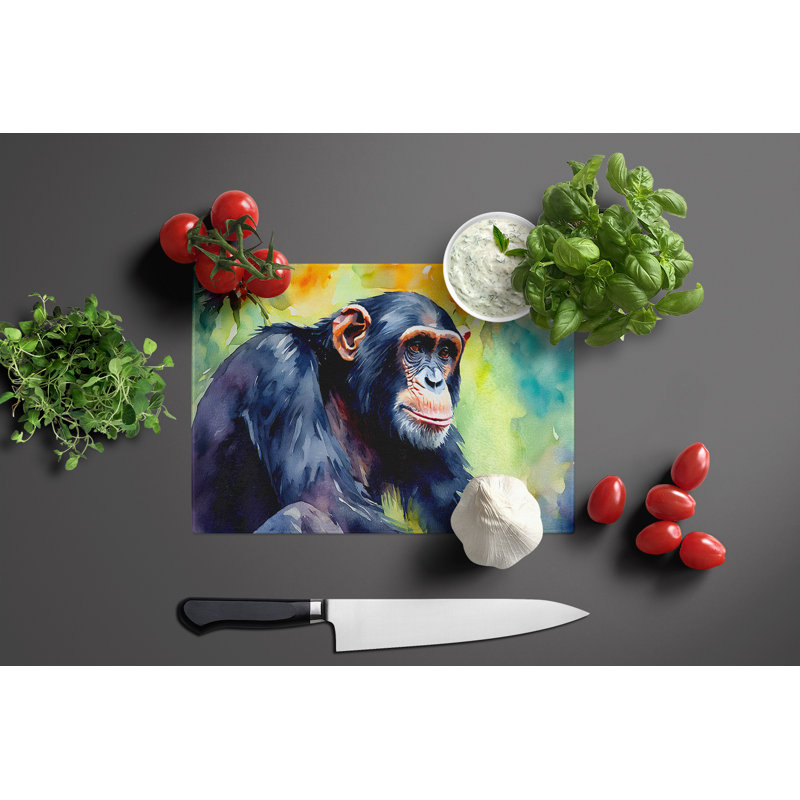 Chimpanzee Glass Cutting Board Large
