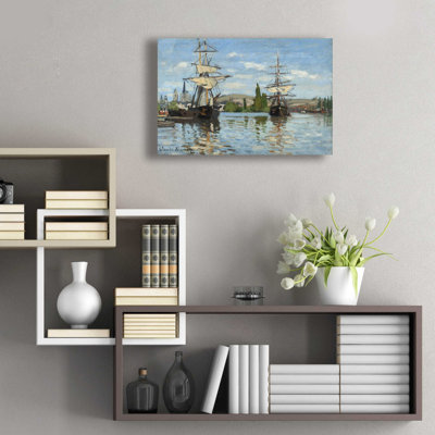 «Ships Riding On The Serine At Roue» par Claude Monet, art mural en verre acrylique