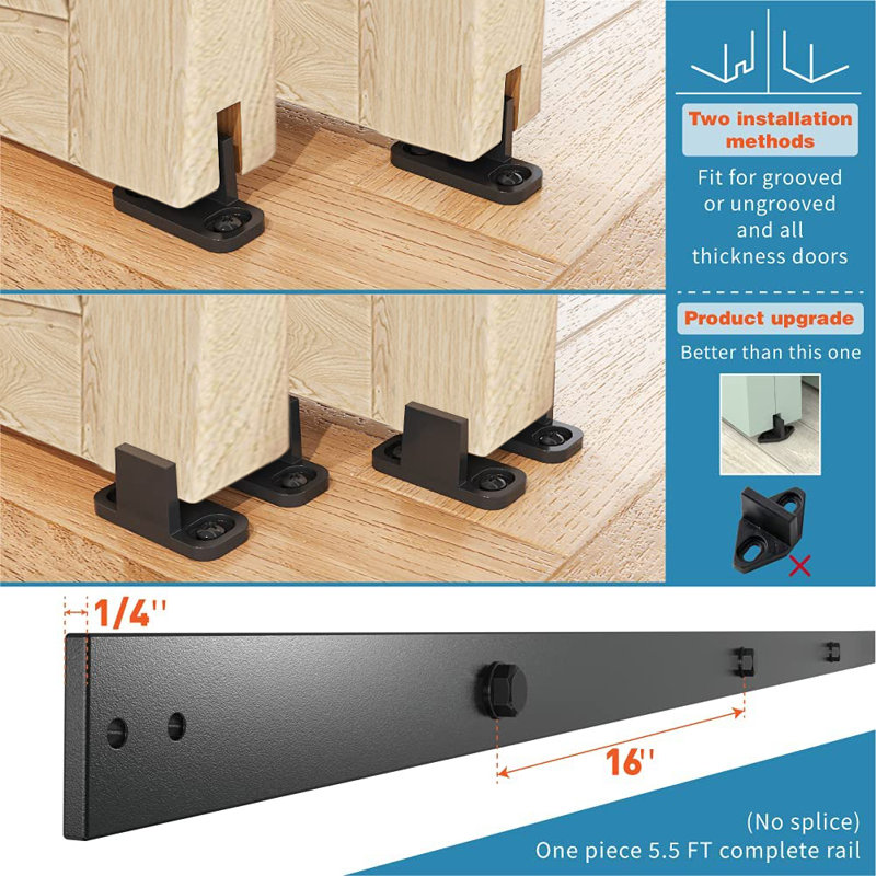 Double Bypass Matte Black Barn Door Hardware Kit, 96-inch Track