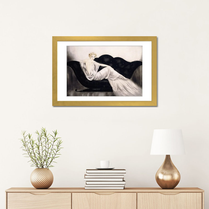 The Sofa, C.1937, Gold Open Corner Framed Paper, White, 16" H x 24" W x 1" D