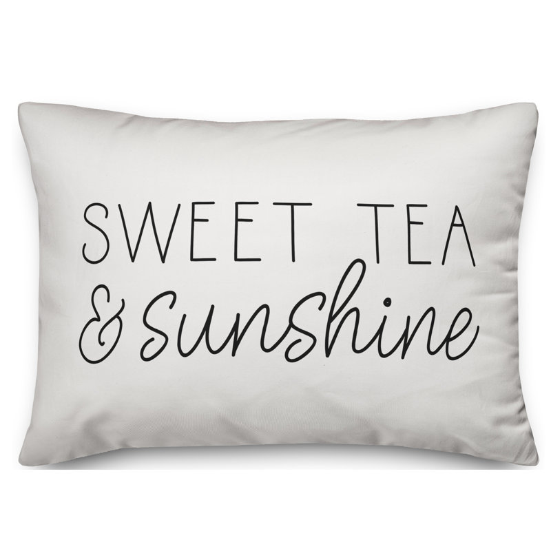  Housse de coussin rectangulaire et insert Sweet Tea and Sunshine, Blanc cassé / noir