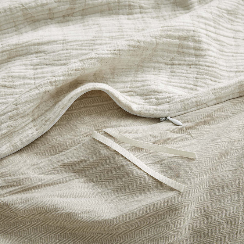Ensemble de housse de couette respirant en mélange de lin, mélange de lin de coton lavable à la machine
