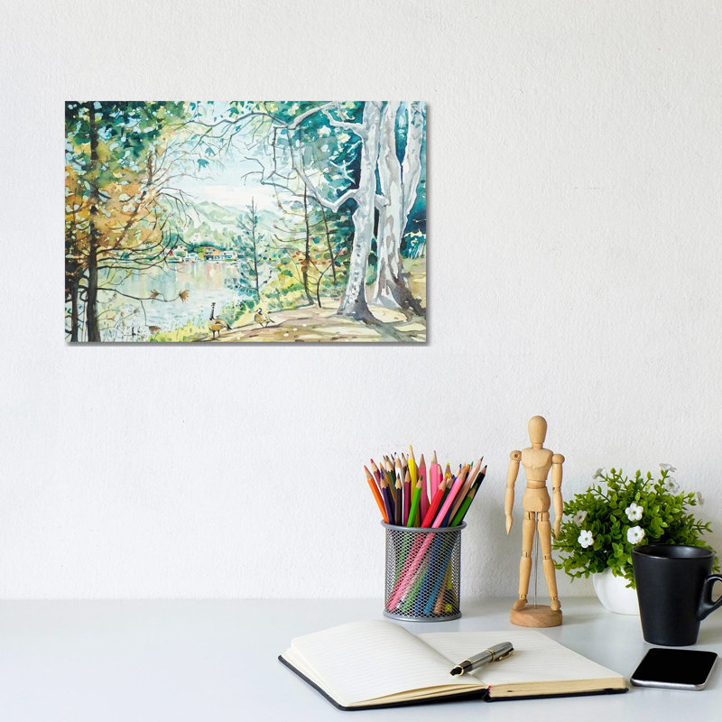 Spring View - Malibou Lake by Luisa Millicent - Wrapped Canvas Painting, 20.32cm H x 30.48cm W