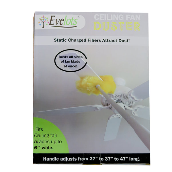 Evelots Removable & Washable Microfiber Ceiling Fan Duster - Up to 47' Reach, Yellow