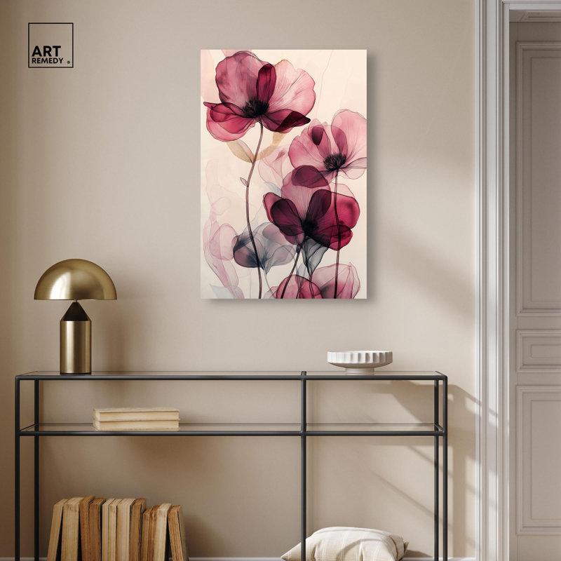 Filigree Flora I Canvas Flower Wall Art by Art Remedy, Frameless Painting, Wrapped Canvas, 45" H x 30" W