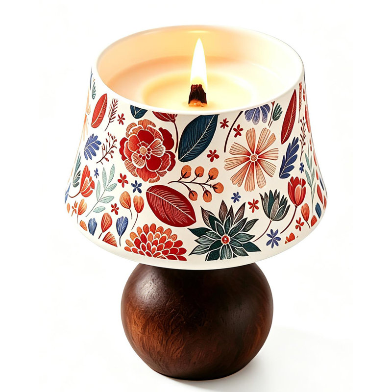 Lavender Designer Candle with Solid Wood Holder