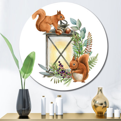 " Vintage Lamp With Two Squirrels "