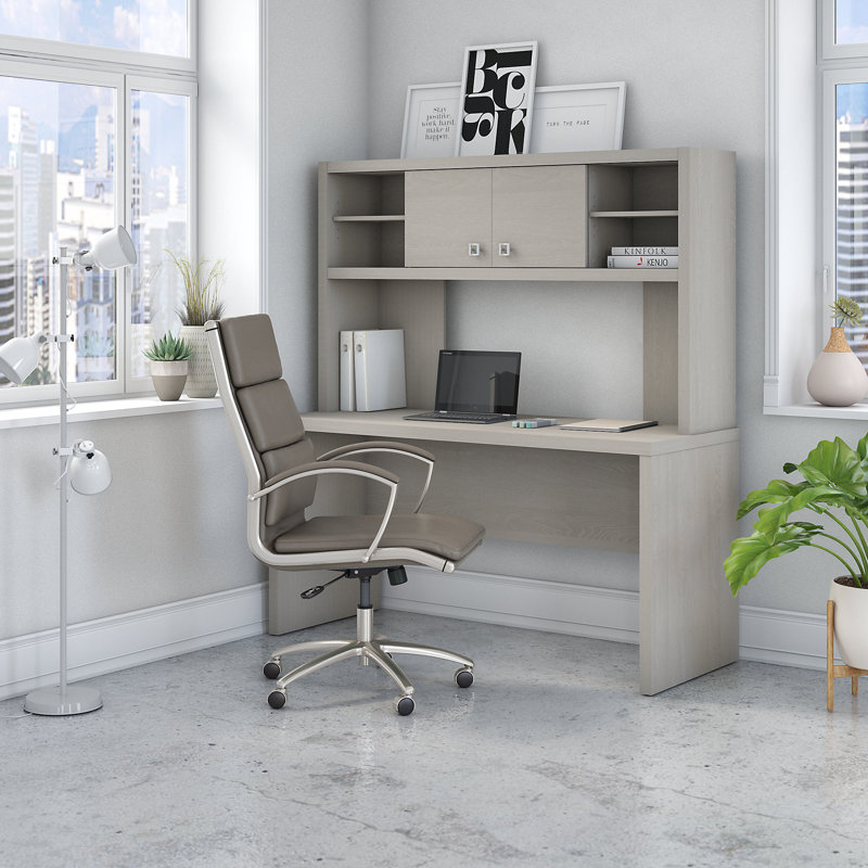 Echo Credenza Desk, Gray Sand