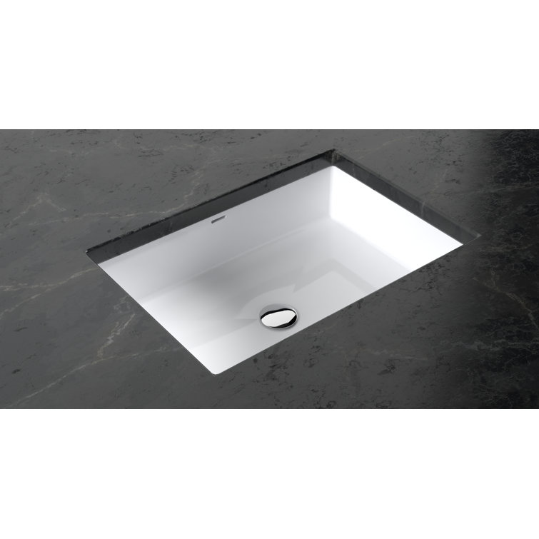 Badeloft Ramp 16.3'' Stone Rectangular Bathroom Sink with Overflow