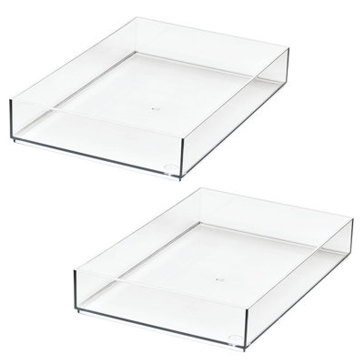 iDesign Makeup Drawer Organizer Trays for Vanity - Set of 2 - Clear
