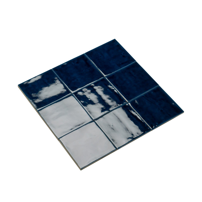 Magma 5" x 5" Zellige Italian Porcelain Subway Tile, Navy Blue