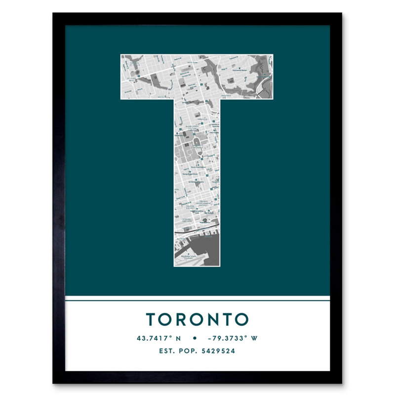 Toronto Canada City Map - Single Picture Frame Typography