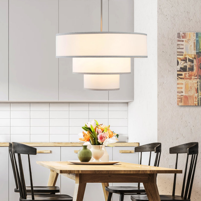 Aasim 5-Light Dimmable Tiered Drum Chandelier, Brushed Nickel