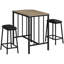 Ensemble de salle à manger contemporain 3 pièces - Table rectangulaire de 91 cm (36 po) de hauteur comptoir, stratifié brun, métal noir, plateau en stratifié compact, facile à utiliser