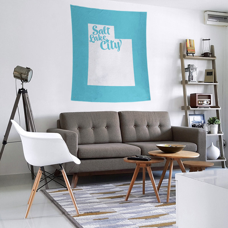 Tapisserie murale Salt Lake City Utah, H 27,5 po x l 37,5 po, Bleu sarcelle