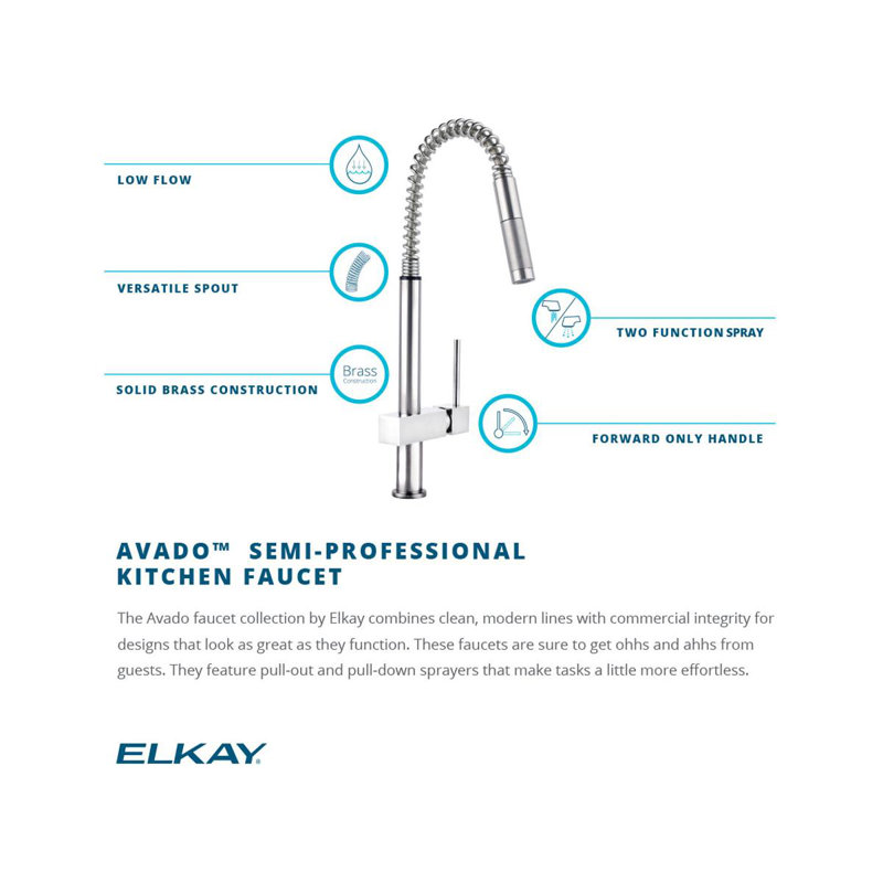 Avado Pull Down Single Handle Kitchen Faucet, Chrome