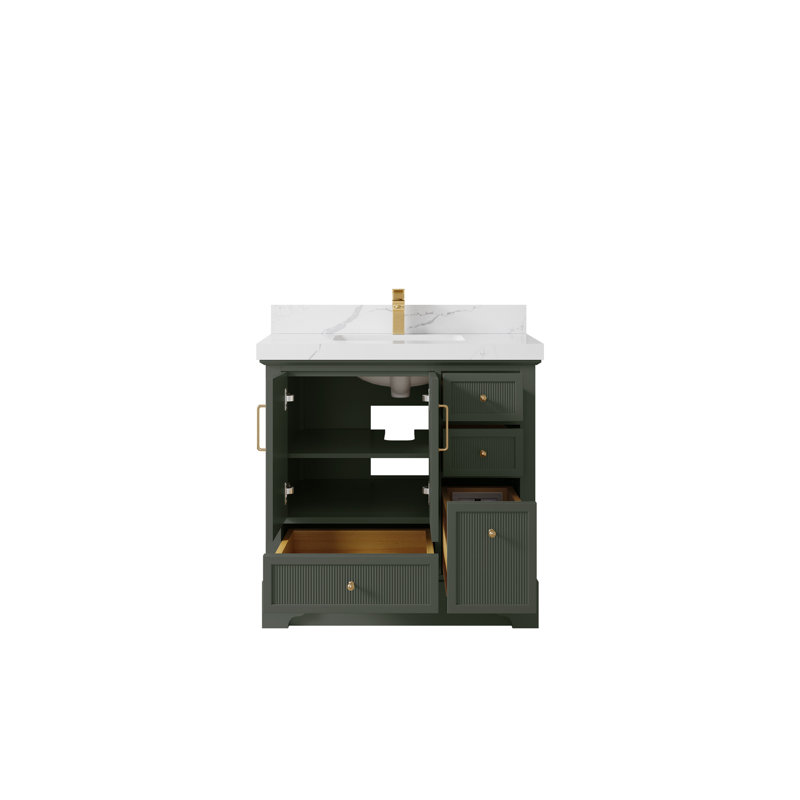 Meuble-lavabo simple 36 po avec plateau en quartz Alys