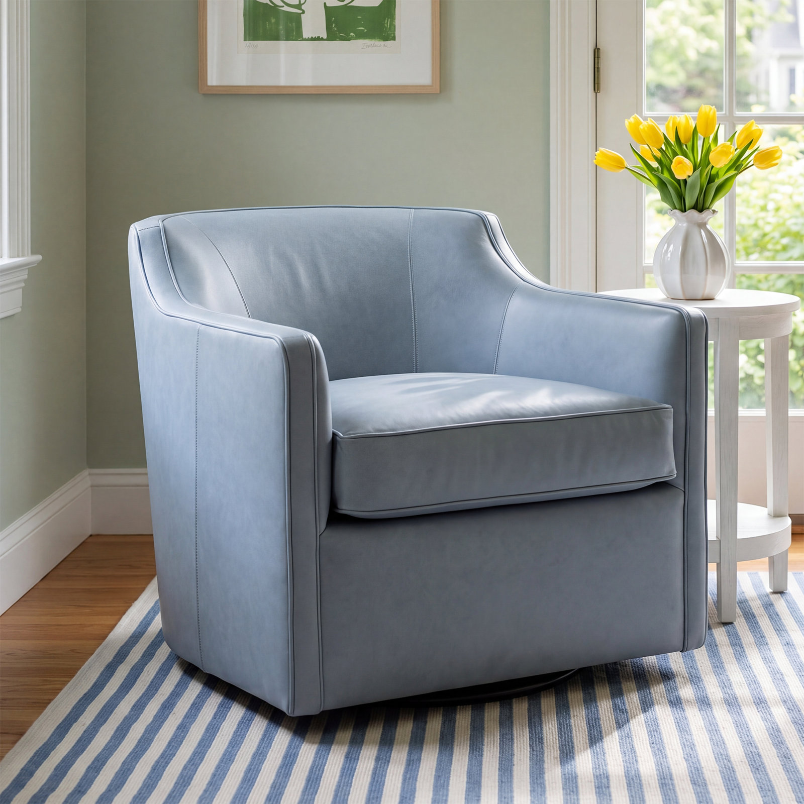 Marietta Upholstered Swivel Armchair, Rangers Adriatic Blue