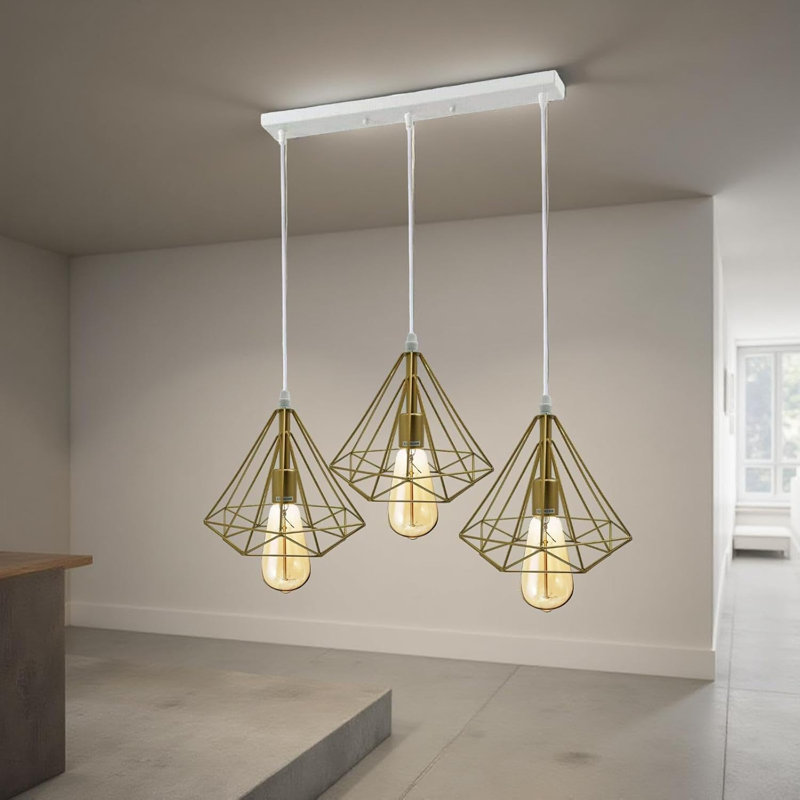 Angilina 3 - Light Gold Caged Pendant