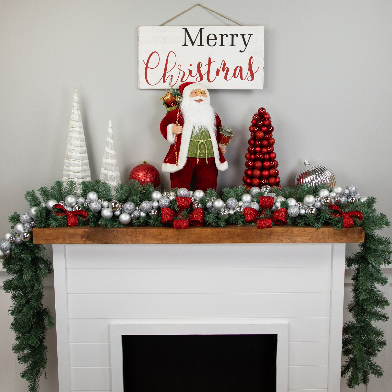 6' Shatterproof Ball Christmas Garland, Silver