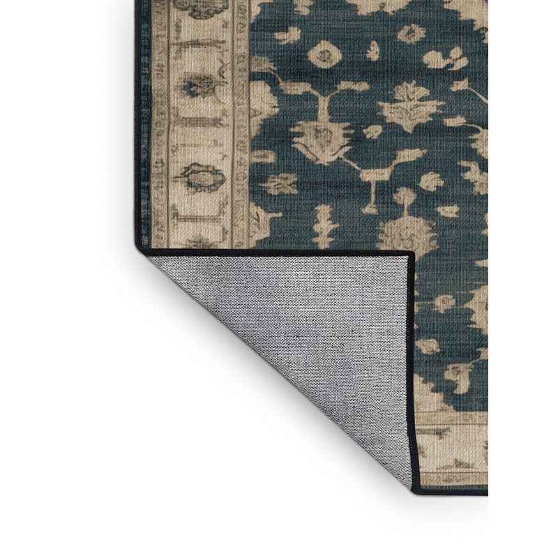Machine Washable Overdyed Black Area Rug, Square 7'