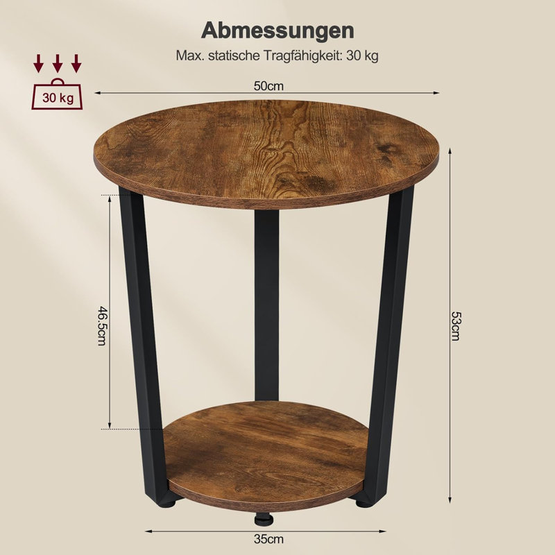 Namish Drum End Table, Black, Vintage Brown